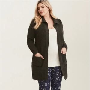 TORRID Gorgous Grey Long Duster Sweater Acrylic Wool Blend Size 18/20